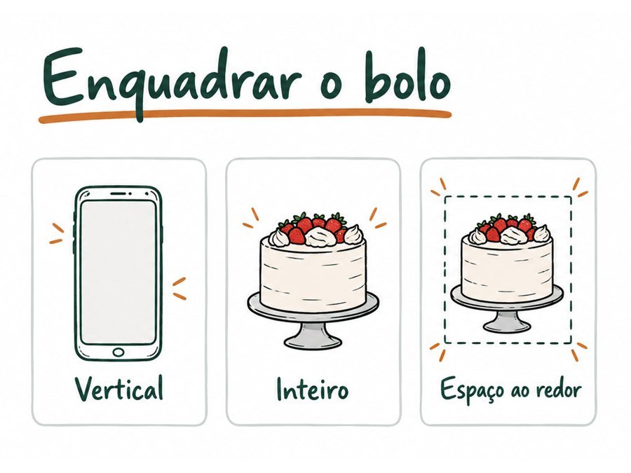 Cartão da aula: Enquadrar o bolo no celular